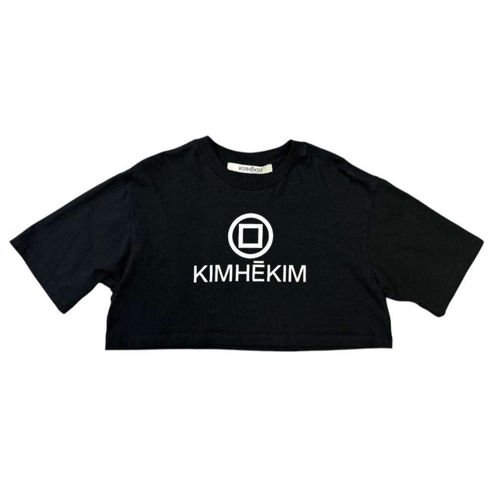 KIMHEKIM Cropped T-Shirt Black Minimalist Designer Top Women Sz S